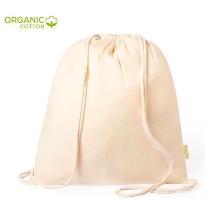 Mochila de cuerdas de algodón orgánico con cordones gruesos, resistente, natural